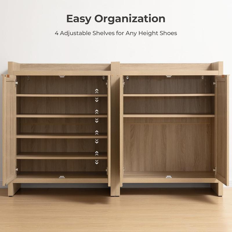 SICOTAS Shoe Cabinet, 24 Pair Shoe Storage Organizer Cabinet, 41" Tall Rattan Shoe Cabinet with Doors and Shelves, 6-Tier Farmhouse Boho Storage Cabinet for Entryway Hallway Closet Bedroom, Everlasting Design, Durable