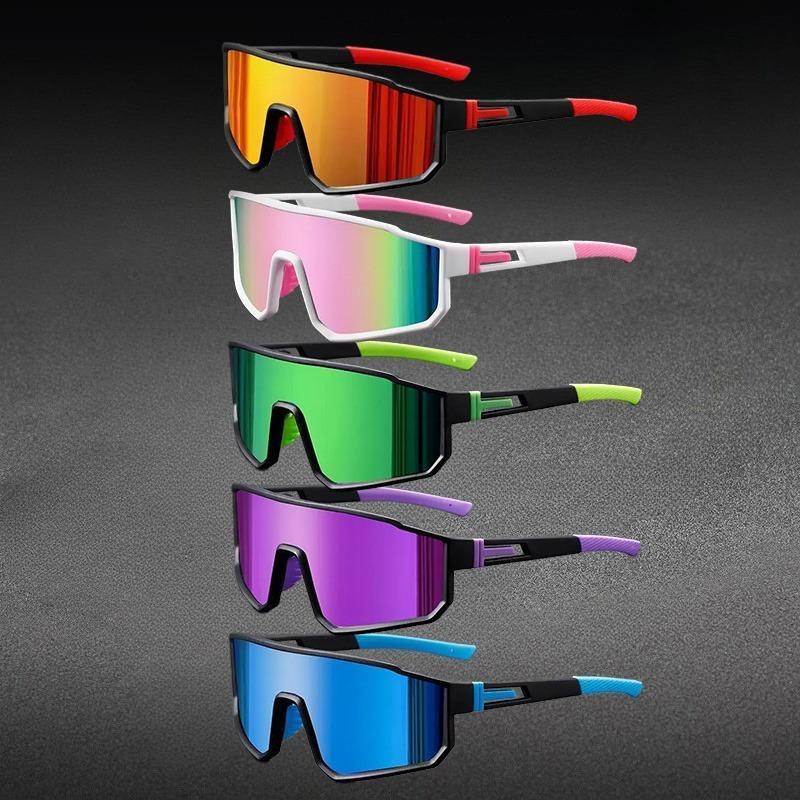 XUH 5 Pack Oversized One-Piece Sports Sunglasses for Men Women, UV400 Protection Polarized Anti-Glare Windproof Unisex Eyewear, Ideal for Cycling, Hiking, Travel, Running, Fishing, Motorcycle Riding & All Outdoor Activities