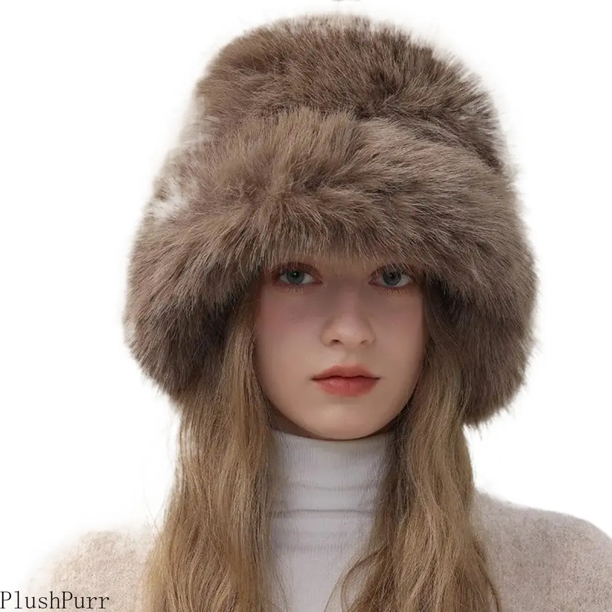 Sohochic Women's Faux Fur Bucket Hat - Thick Plush Warm, 55-58cm, Winter Sports & Outdoor Hat for Skiing, Casual Use