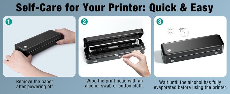 Portable Printer Wireless for Travel, Inkless Thermal Printer Supports 8.5 x 11 Inch Thermal Paper, Bluetooth Compatible with iOS, Android, Laptop Includes 2 Rolls & 10 Sheets of Paper Kit