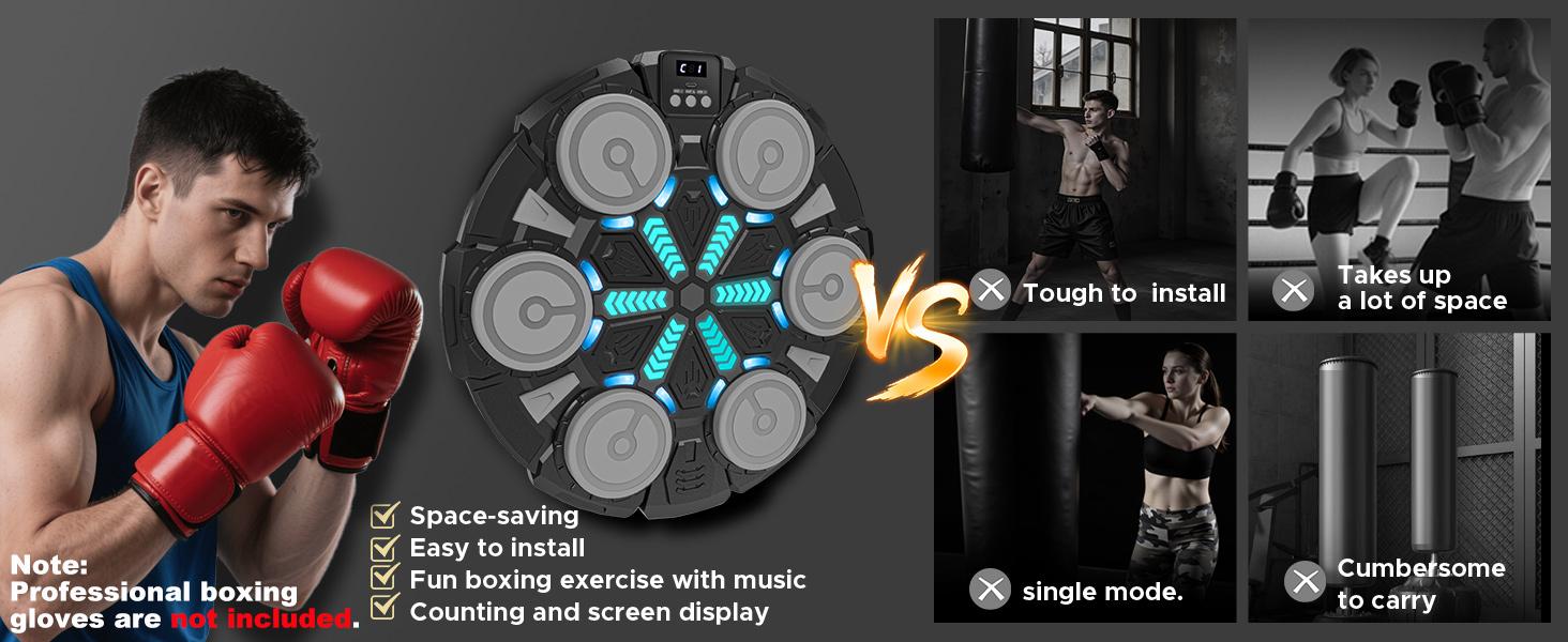 Smart Boxing Training Machine for Adults & Kids, Training Boxing Equipment, Bluetooth-compatible Music Sync, Real-Time Data Feedback, Wall-Mounted Space-Saving, Home Gym Office Use