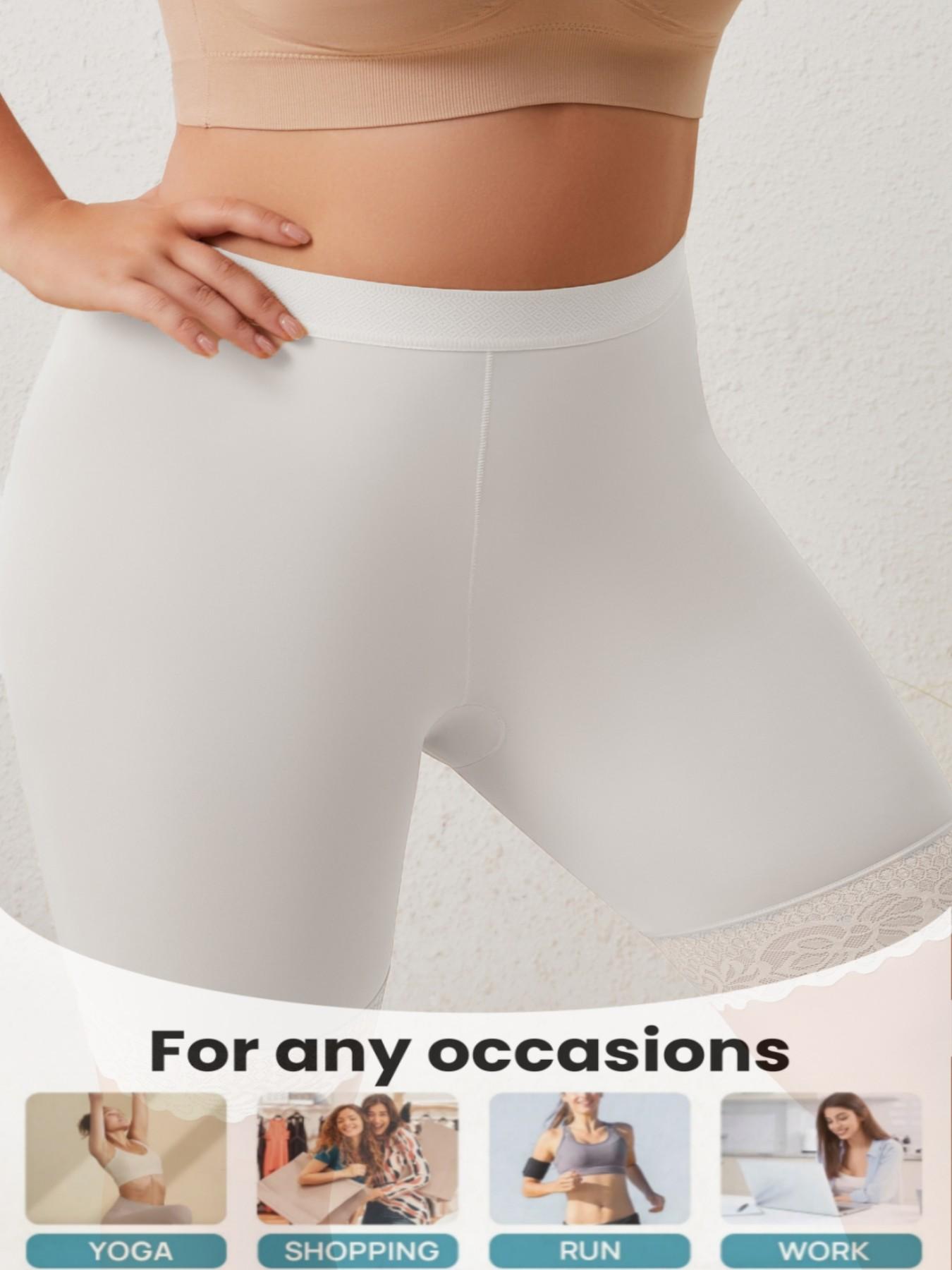 Summer Fresh Plus Size Women's Seamless High Waisted Shorts Boyshorts, High Waist Knicker, Panties,Full Coverage,Postpartum Essential,Casual,Stretch Kint Faric,All Day Wear,Minimalist Saftety Shorts,Anti Chafing Shorts Daily/Home Wear