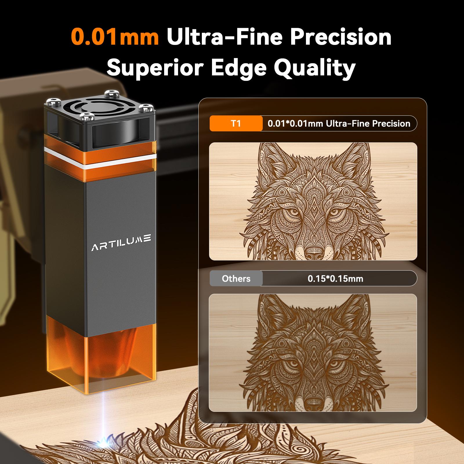 Artilume T1 Foldable Laser Engraver, No Assembly Required, Portable Use Anywhere, 10000mm/min Movement Speed, 0.01mm Accuracy, 200&times;150mm Working Area for Wood, Leather, Acrylic, and Coated Metal &mdash; Ideal for DIY & Small Businesses