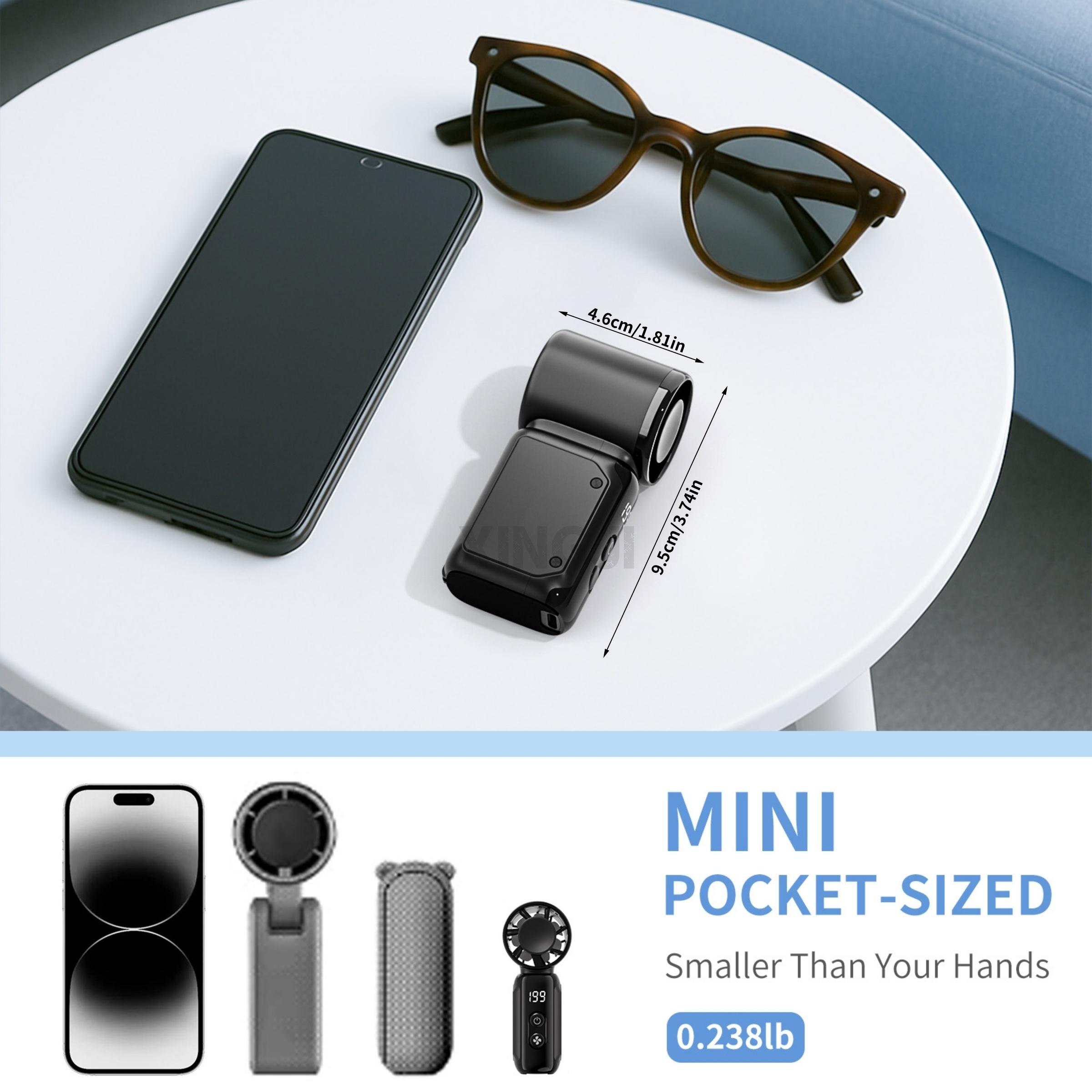 Mini Multipurpose Handheld Fan, Powerful Turbo Portable Fan with Speed Levels 1–199, 18,000 RPM High-Speed Motor, 3–13 h Max Cooling Time, 3600mAh Rechargeable Battery, Pocket Personal Travel Gadget for Women and Men