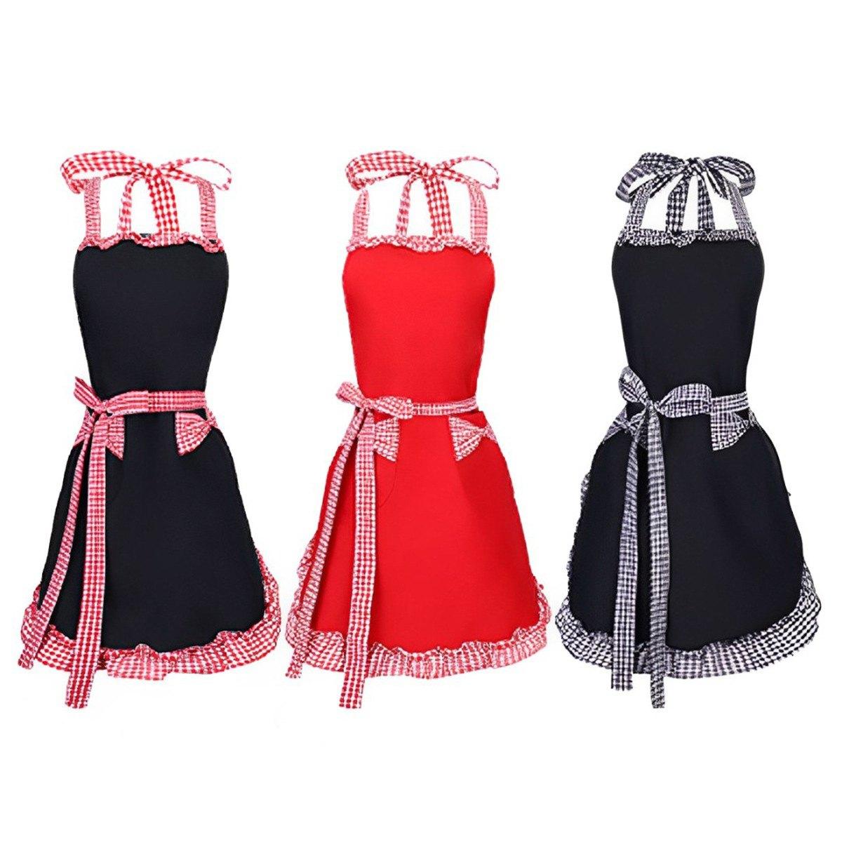 Cute Retro Apron for Women with Pockets, Vintage Kitchen Cooking Baking Gardening Apron, Adjustable with Waist Ties, Gift for Mom Wife Sister Grandma Home Essentials