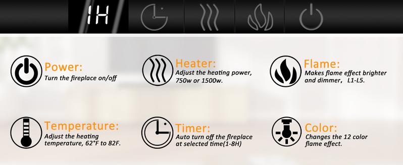 【2 Packages Shipping】AHB 58" Fireplace TV Stand for TVs Up to 65" with 52" Electric Fireplace, TV Console for The Living Room, LED Light Entertainment Center, Storage Cabinet, Media Console Table, Black