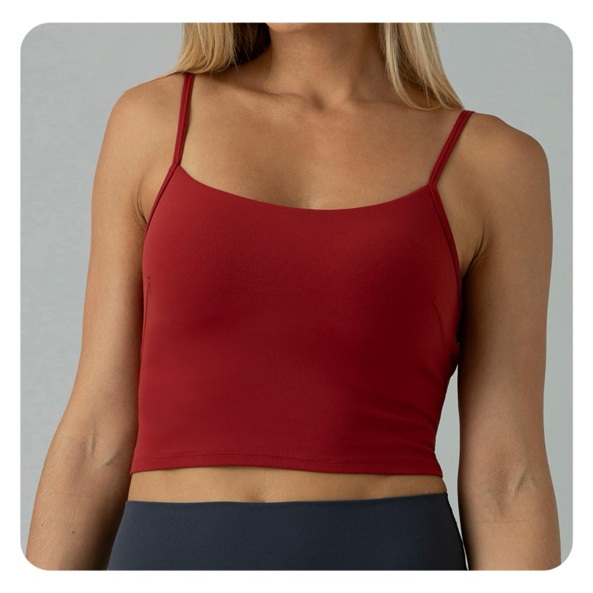 Colorfulkoala Women's Dreamlux Crop Tank Tops with Built in Bra Adjustable Workout Yoga Camisole
