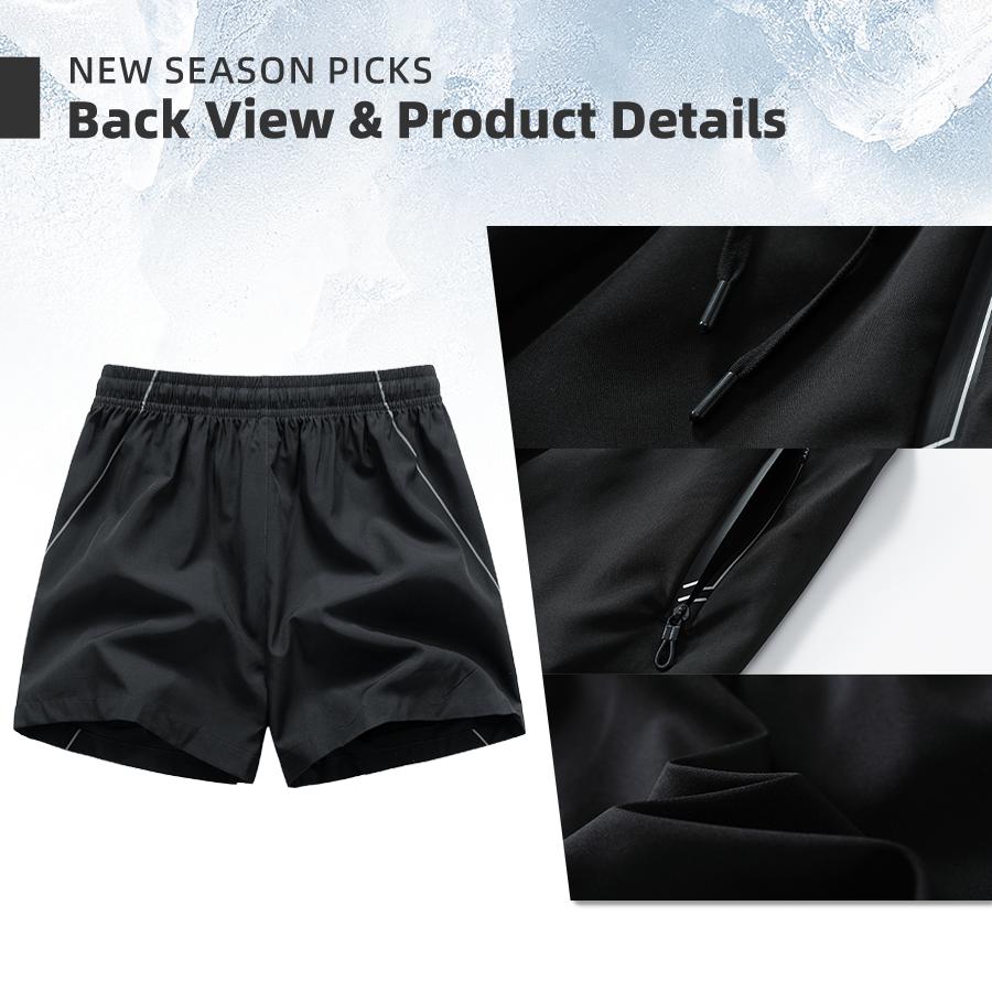 Men’s 4-Pack Quick Dry Athletic Trouser Shorts , Breathable Plain Gym Shorts with Zipper Pockets & Adjustable Drawstring, Big & Tall Cargo Menswear Activewear with Reflective Trim for Running, Workouts & Outdoor Training outdoorfun