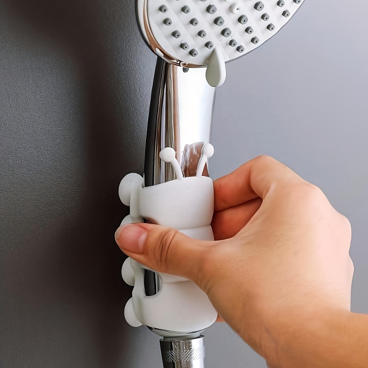 4PCS Silicone Suction Shower Head Holders, Shower Attachment, No Drill Handheld Shower Brackets with Suction, Movable Wall Mount Spray Holder, Waterproof Bathroom Shower Accessory for Smooth Surfaces, Easy Install Home Bath Organizer