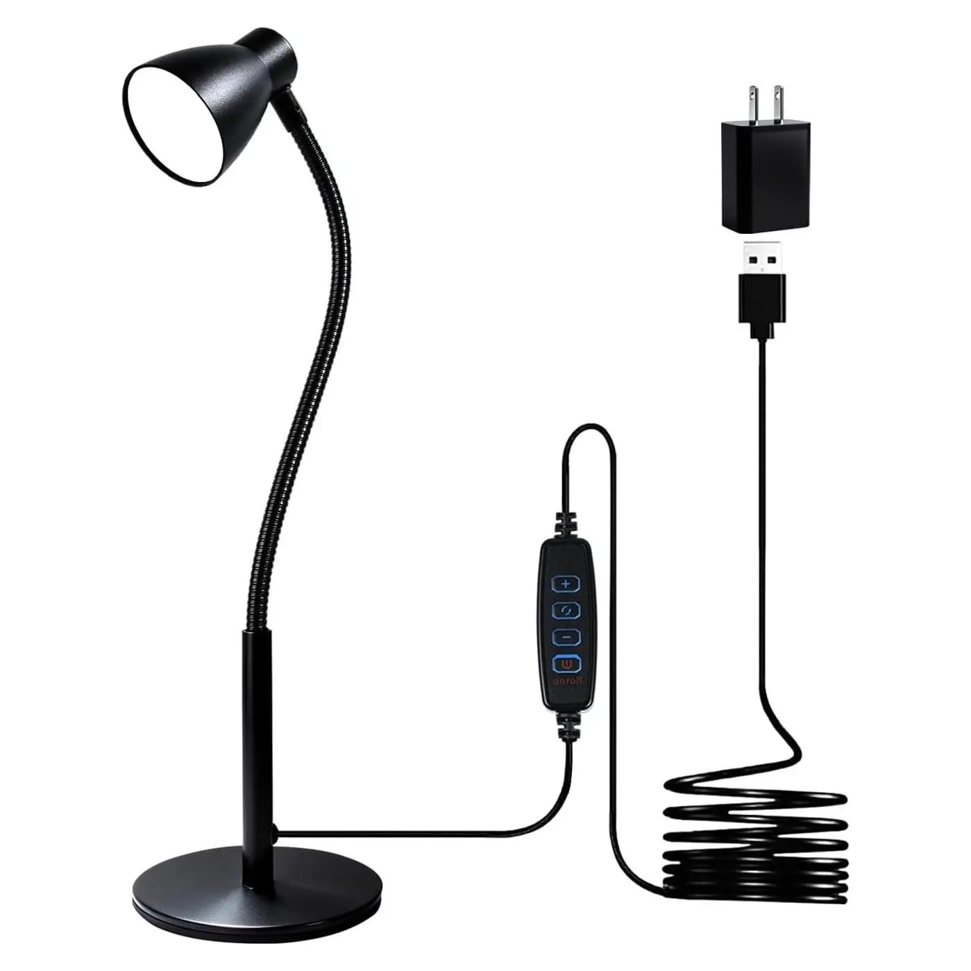 Dimmable Gooseneck LED Desk Lamp with CRI 90+ Eye-Caring Light, Adjustable Brightness for Home Office, Study Desk, Adapter IncludedGift