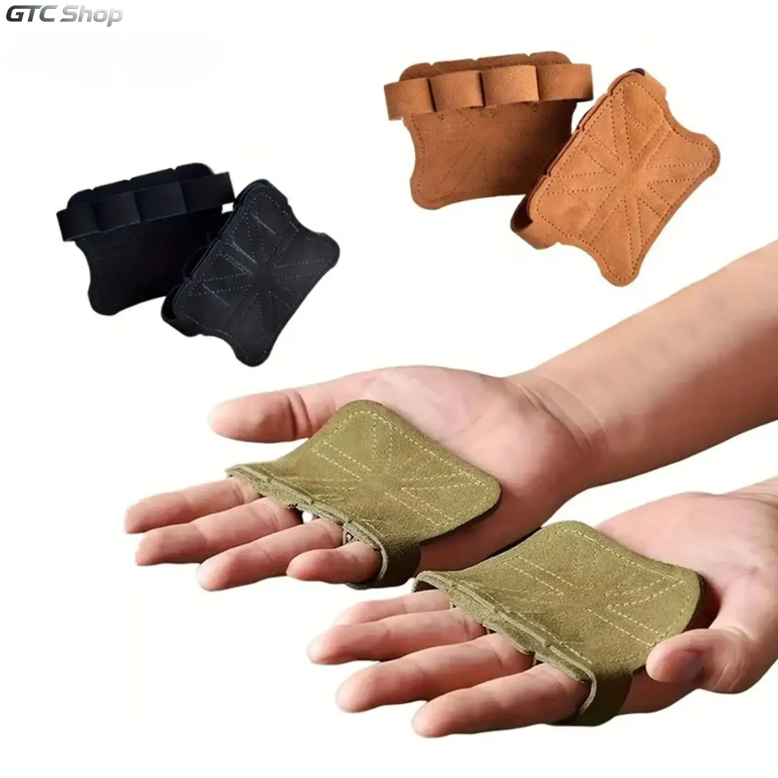 1-Pair PU 4-Finger Anti-Slip Grip Gym Hand Grips, Palm Protector Callus Guard Pads for Weight Lifting, CrossFit, Intense Gym Workouts