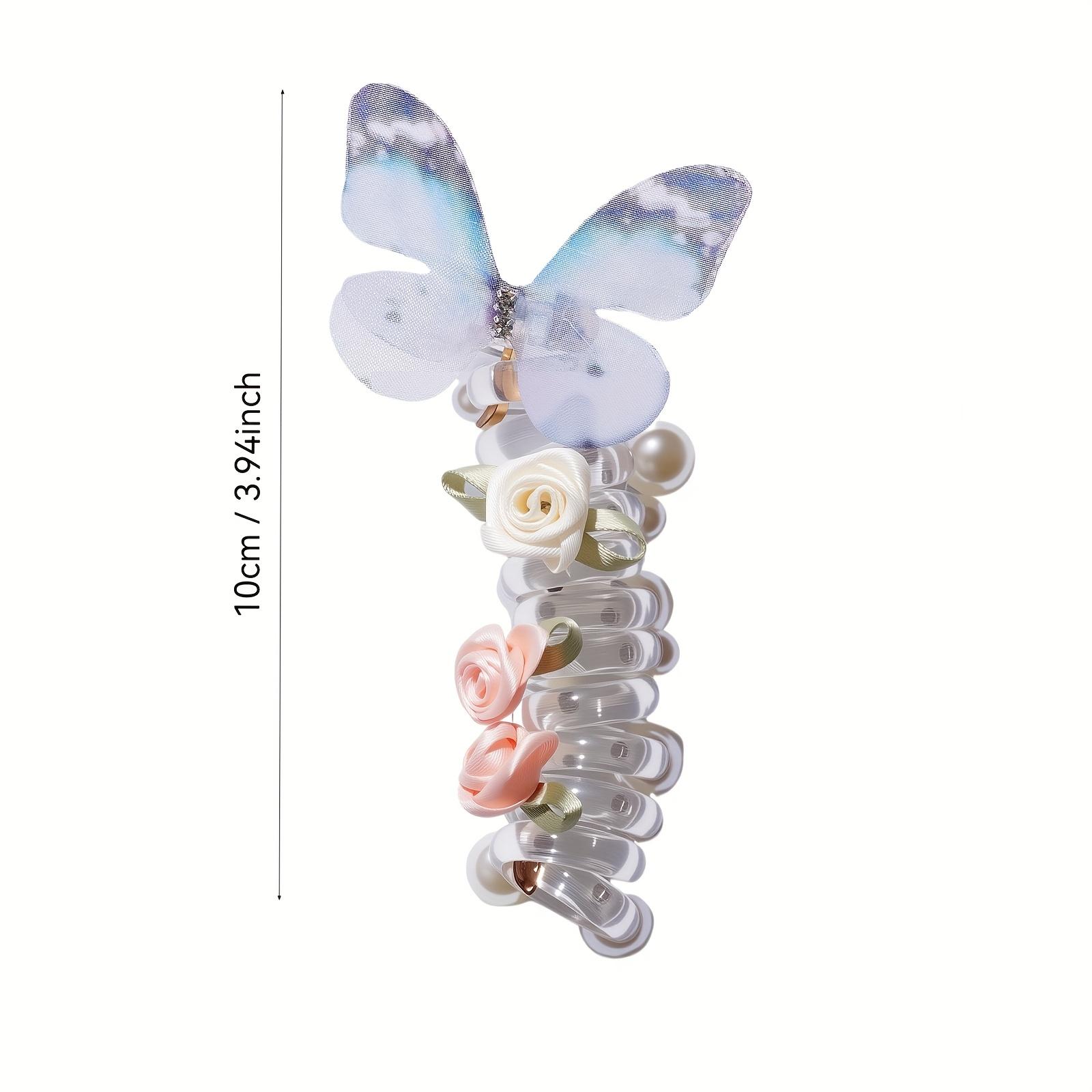Girls' Butterfly Pearl Hair Ties, Colorful Ponytail Braid Accessories, Cute Back-Of-Head Decorations, Perfect Gift Idea