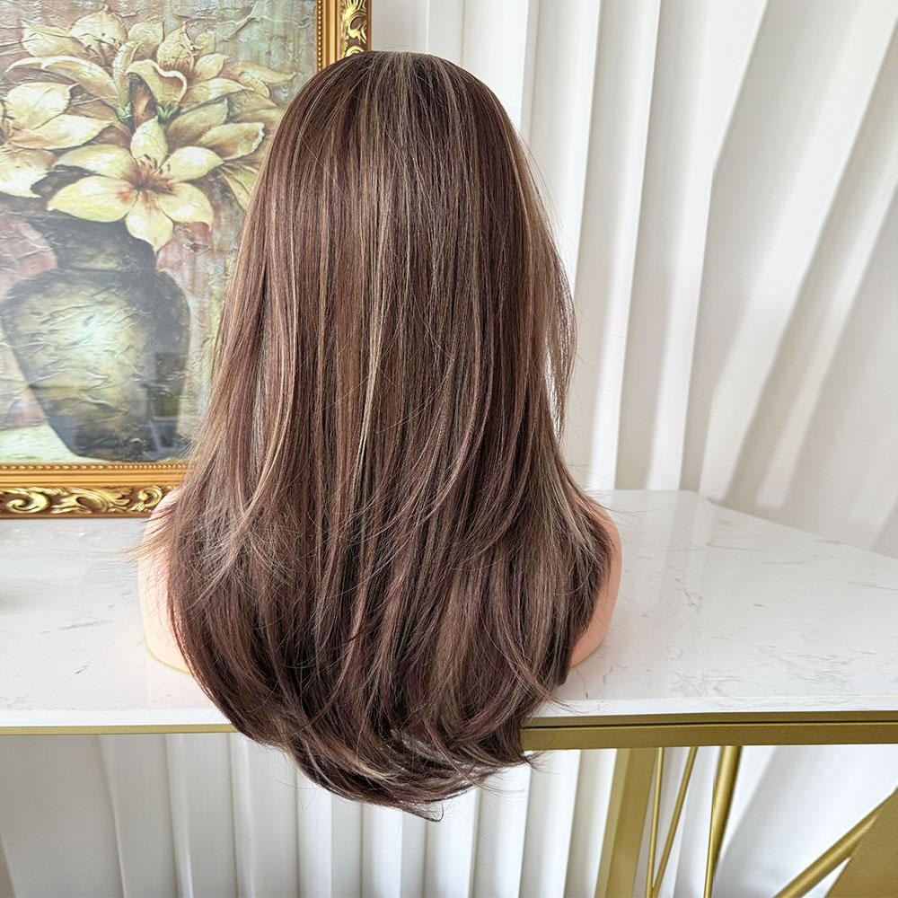 Lovestory Celeste 20Inch Natural Straight Synthetic Lace Front Wig 13x4 Heat Resistant Glueless Pre Cut Pre Layered Lace Wig For Women Highlight Color