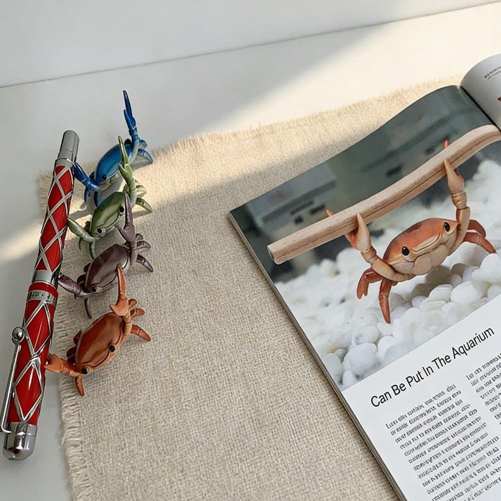 3Pcs Desk Crab Pen Holder, Creative Crab Pen Holder, Weightlifting Crabs Penholder Bracket Storage, Desk Pen Stand for Pen Storage Office Desk Display Decorations, Unique Gift Idea