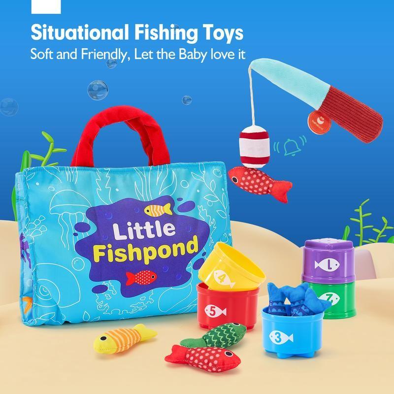22-piece children's fishing set, Montessori-style fishing game, number counting and color sorting educational gift for boys and girls, suitable for holiday, Christmas and birthday gifts.