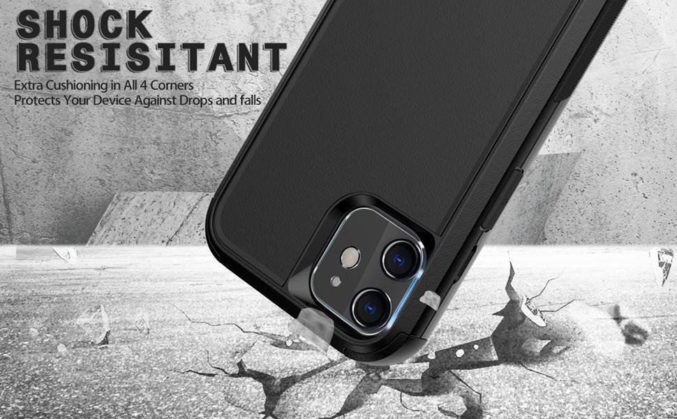 Diverbox for iPhone 11 Case [Shockproof] [Dropproof] [Tempered Glass Screen Protector],Heavy Duty Protection Phone Case Cover for Apple iPhone 11 (Black-3in1)