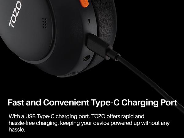 TOZO HT3 Hybrid Noise Cancelling Headphones, 90H Playtime Wireless Over Ear Bluetooth Headset, Spatial Audio AI Chat with 5 Mics, Supports Dual Connection and USB-C Input, with 32 EQ Music Modes, Travel Gym Work Home, Gift Ready