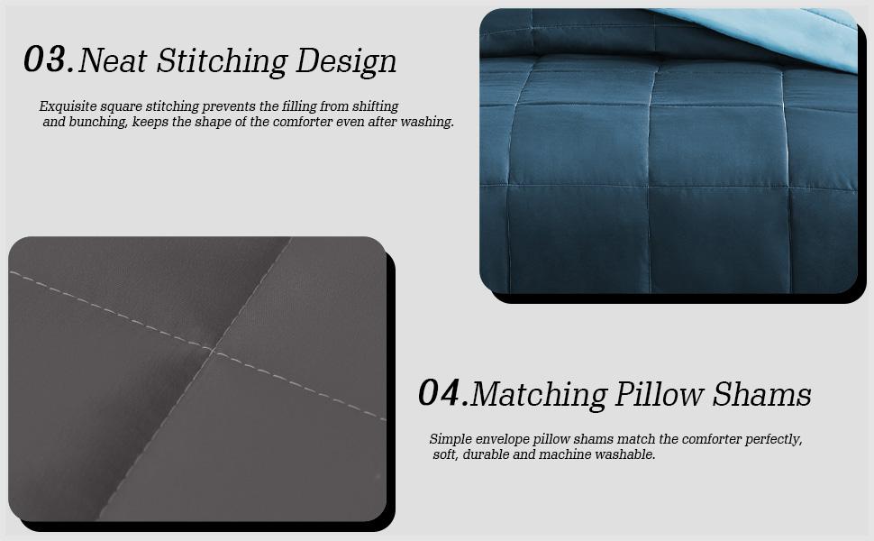 Exclusivo Mezcla Lightweight Reversible 2/3-Piece Comforter Set All Seasons, Down Alternative Comforter with Pillow Shams