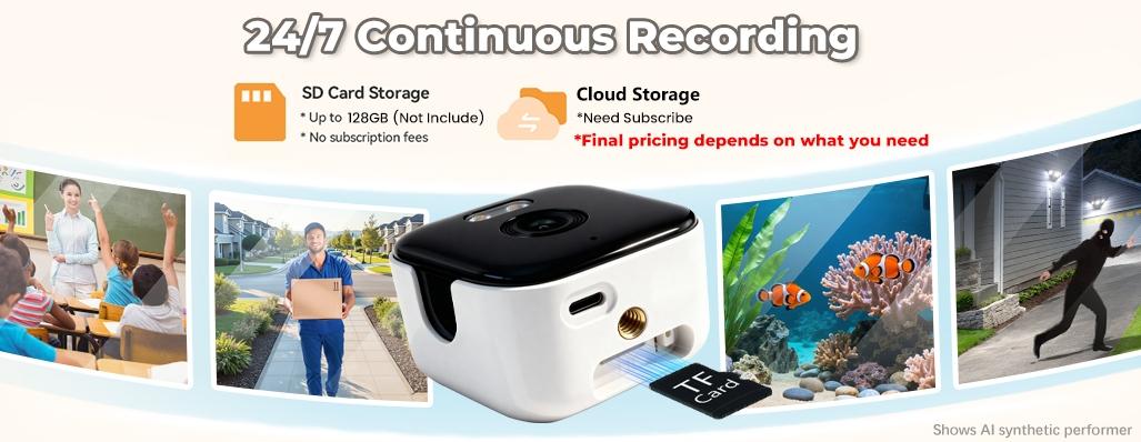 2K HD Indoor Window Cam Security Camera, No-Drill Glass Mount Wireless WiFi Camera with Dual Angle Bracket, 8X Digital Zoom, AI Full Color Night Vision, Human Detection, Two-Way Audio, for 2nd Floor & High Window Monitoring
