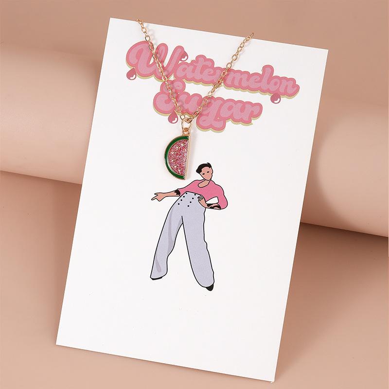 Summer Style Watermelon Pendant Necklace - Fashionably Simple, Versatile and Cute Necklace