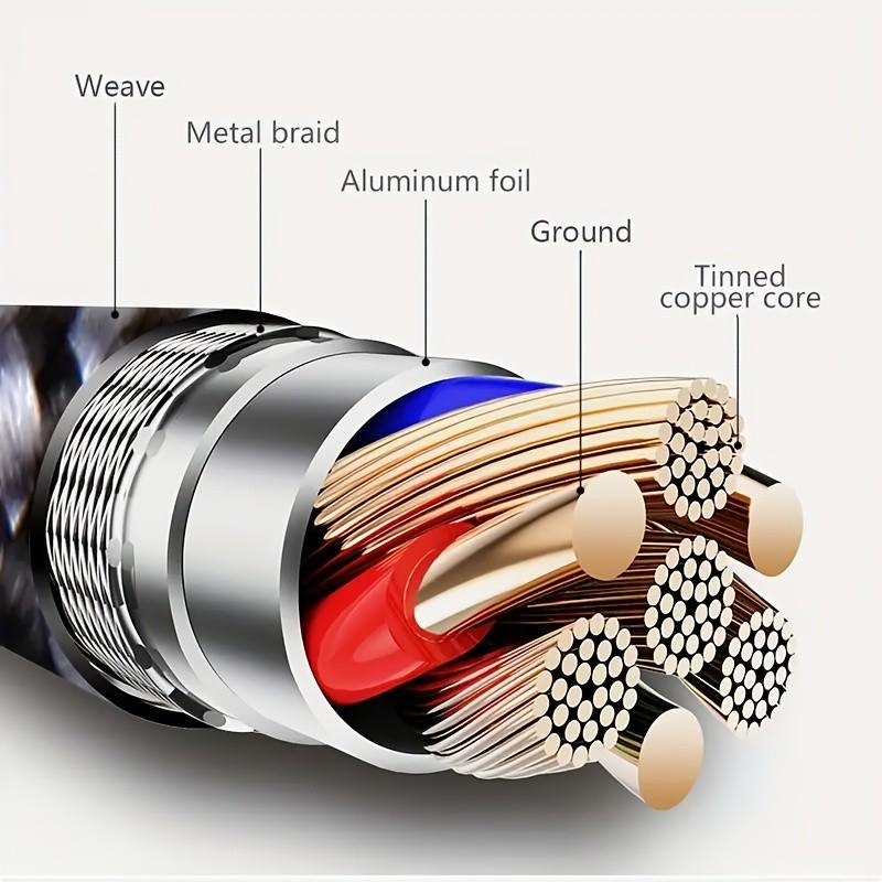 High-Speed Nylon Braided Fast Charging Cable, Smooth Glossy Surface, Multiple Colors & Sizes, Compatible with Samsung, iPhone, Xiaomi, Vivo, Oppo