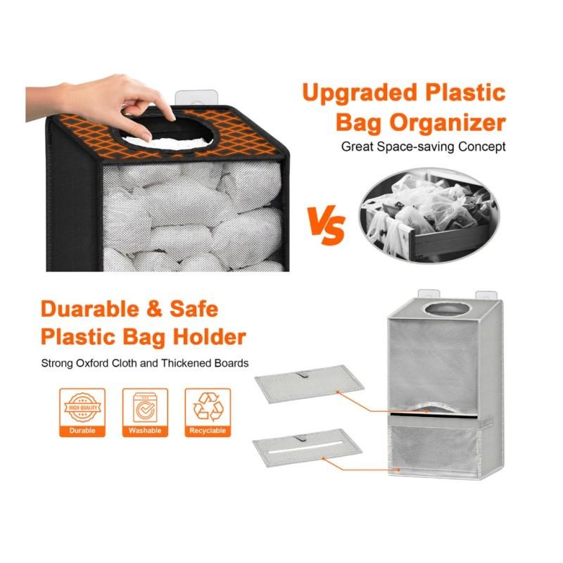 Large Plastic Bag Organizer Rack, Wall-Mounted Design, Oxford Fabric Material, Ideal for Kitchen/bathroom/laundry Room