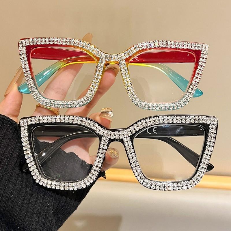 Cat Eye Reading Glasses for Women with Rhinestone Accents, Lightweight & Durable PC Frame, Blue Light Blocking Eyewear, Ideal Gift, High Quality Eyewear, Lightweight Durable Glasses, Daily, Readers