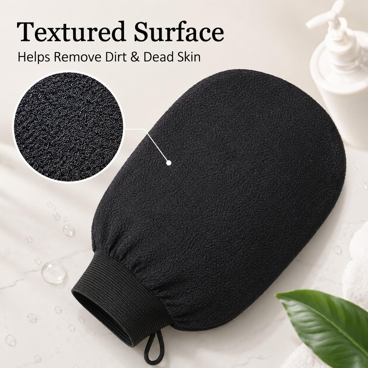 Double-Sided Exfoliating Bath Gloves, Thickened Cleaning Shower Gloves, Back Scrubber for Home Use, Pair of Bath Accessories, Body Exfoliating