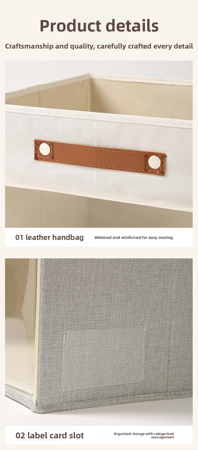 Square Storage Box with Clear Window, Non-Woven Fabric Organizer Bins, Visible Clothes Storage Container, Multifunctional Collapsible Basket for Home Closet