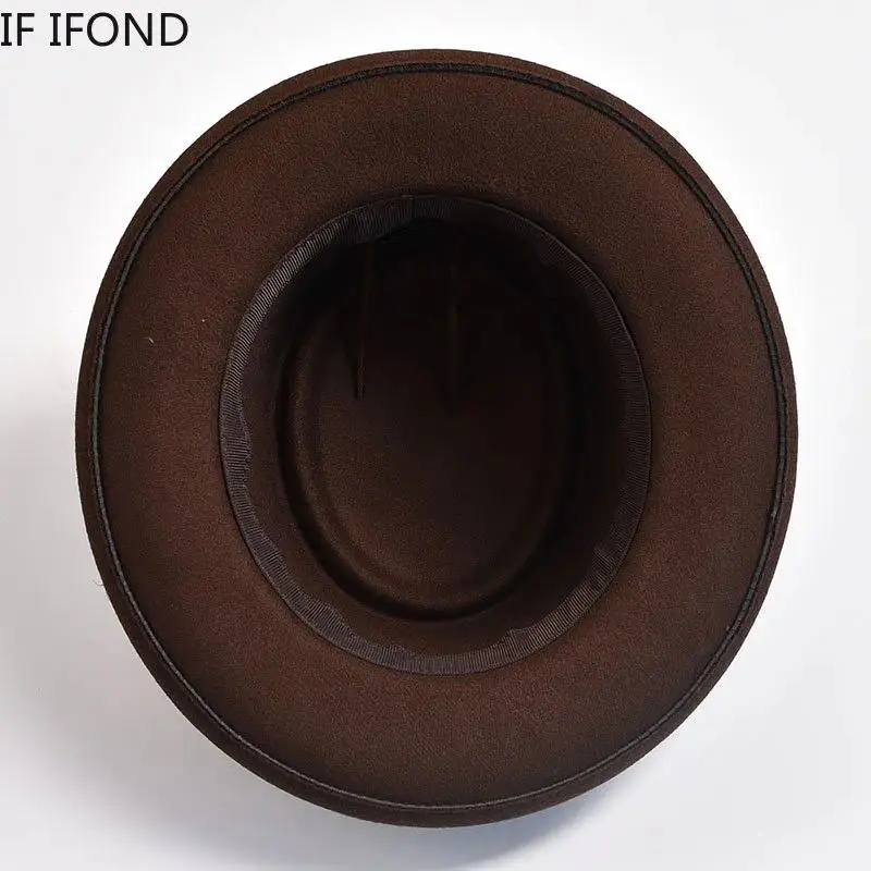 NEW Vintage Pork Pie Hat Mens Rolled Brim Felt Fedora Hat with Feather Gentleman Church Cap Trilby Jazz Hats