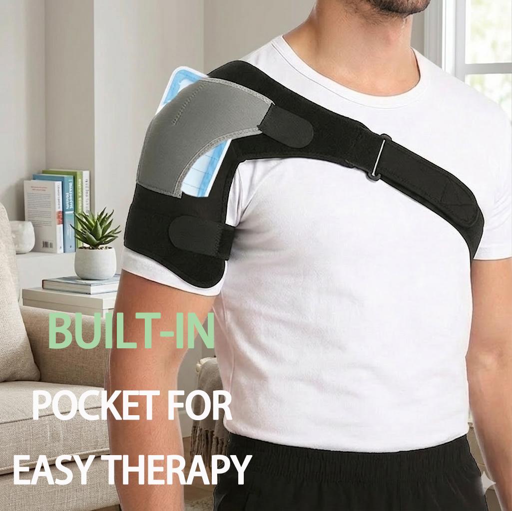 Adjustable Shoulder & Elbow Support Bracewith Rotating Joint Stabilizer--Adjustable Fit GradeCompression Sleeve for Left/Right Arm,Running,Overextension,office,Moving and lifting weights- Strap for Men & Women