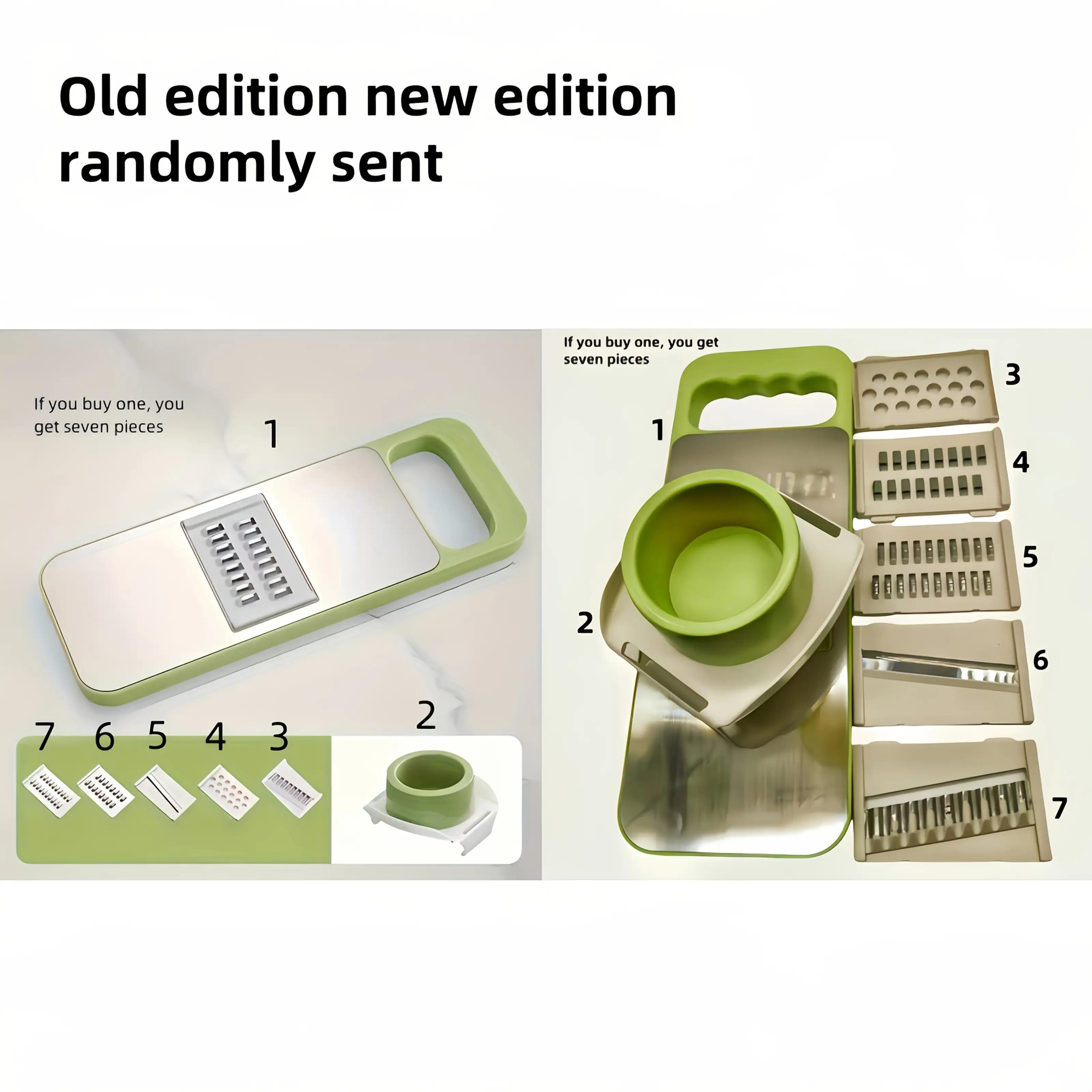 Multifunctional kitchen vegetable cutter. Its design meets the needs of shredding, slicing, grating, etc. It is made of healthy materials, with sharp cutting edges, and is easy to operate and clean.
