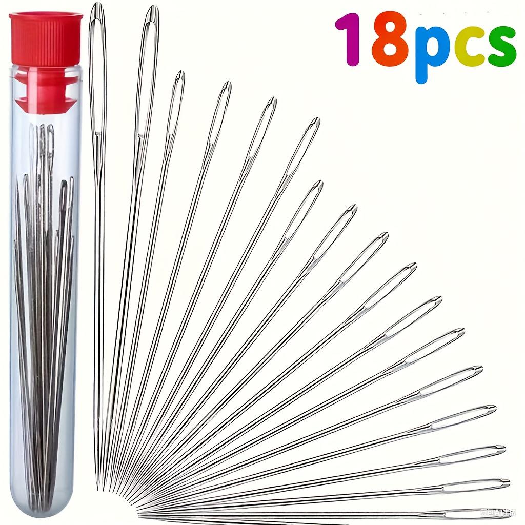 18pcs Large-Eye Hand Sewing Needles, Specially Designed for Home Use, Ideal for Elderly Individuals Sewing Quilts, Embroidery Thread Needle, Handmade Yarn Knitting Needles Leather Needle