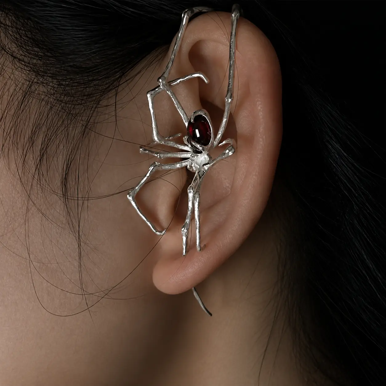 Adjustable Clip On Cartilage Earrings No Piercing Needed Spider Web Design Punk Gothic Ear Cuff Jewelry for Women Eco Friendly Lightweight Ear Bone Hook Dark Aesthetic Edgy Street Fashion Accessory