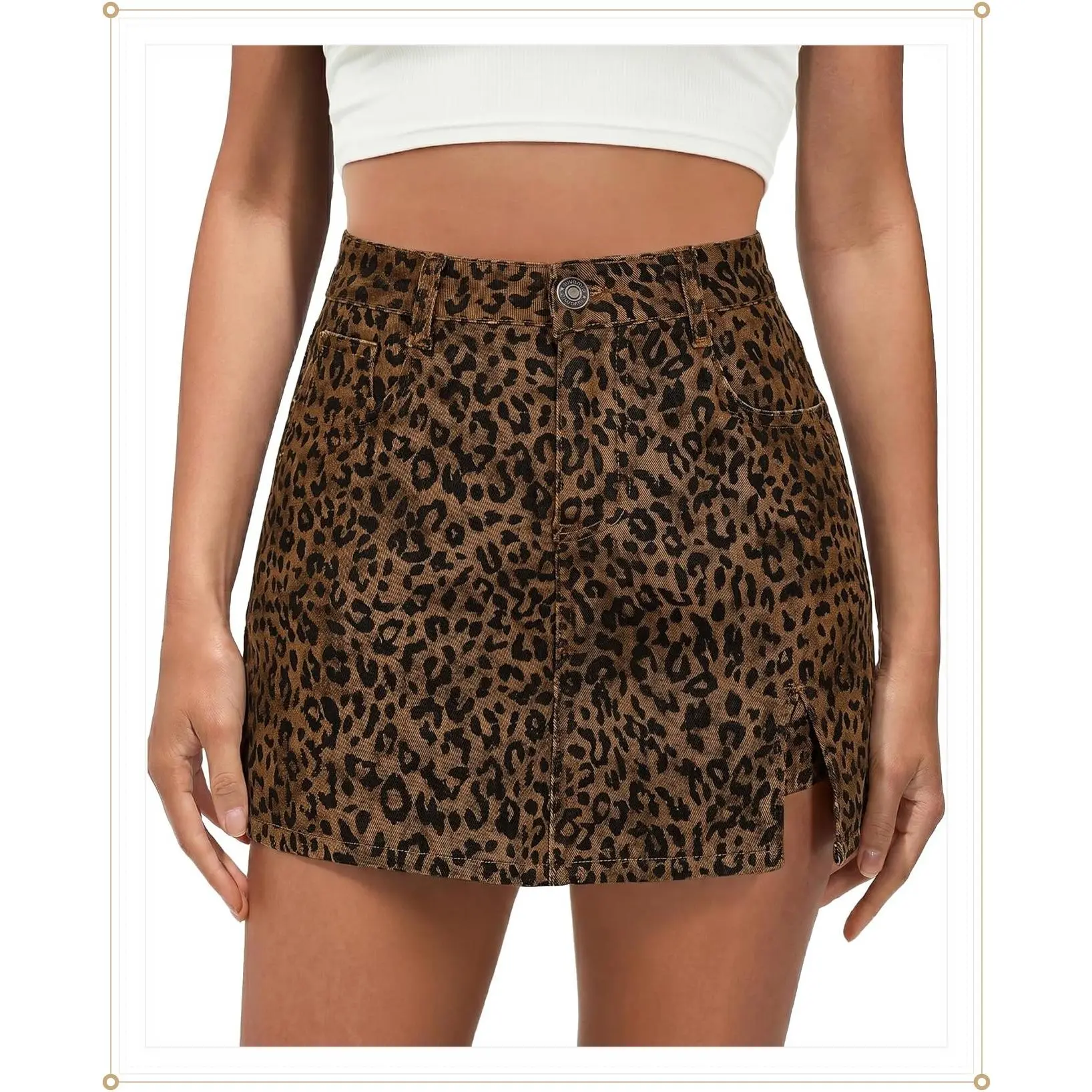 Skorts for Woman Leopard Cheetah Print Mini Skirt with Shorts High Waisted Trendy Cute Stretchy Side Slit SkortGift