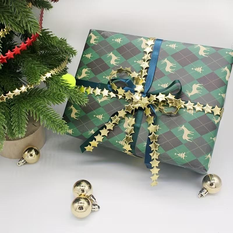 [Floral Packaging Ribbon] Christmas Starlight Ribbon (22.86m) | Gift Packaging Ribbon | DIY Gift Wrapping | Exquisite Hair Accessories