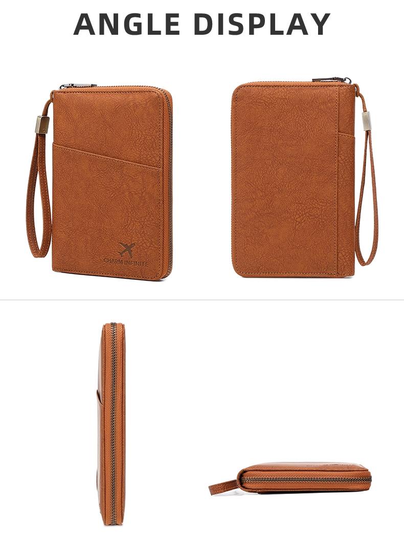 New RFID Blocking Passport Holder, Holds Multiple Passports, Travel Document Organizer, Skin-Friendly Zipper Wallet, Detachable Wrist Strap, Passport Cover