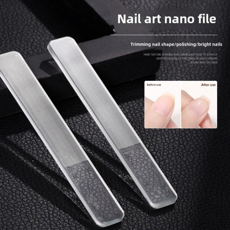 Glass nail file suitable for natural nails, nano nail buffer, crystal polisher with box, professional manicure tool kit suitable for acrylic nail care for women and girls