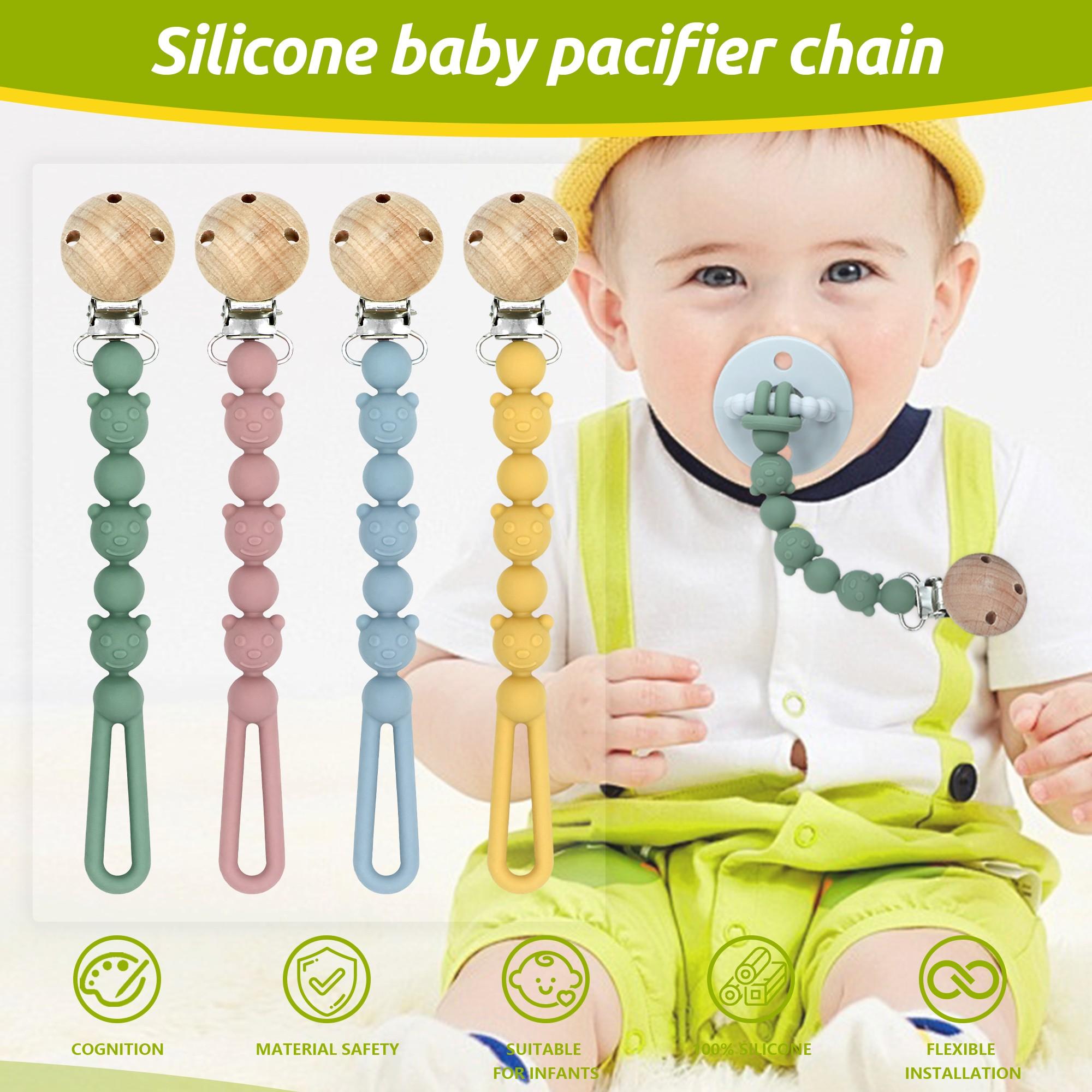 Unique Bear-Shaped Pacifier Chain, Anti-Drop Toy Holder, Flexible Pacifier Clip, Teething Toys Drop-Proof Chain