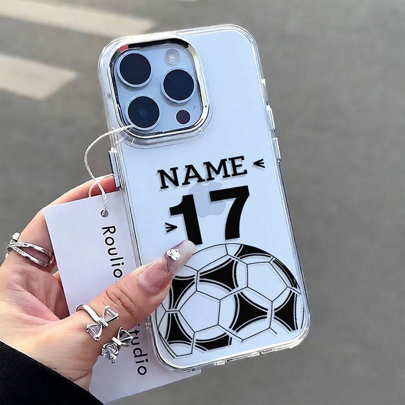 Transparent Hard Shell Phone Case for iPhone 17-7 Plus, Soccer Jersey Design, Clear Camera Cutout, Sports Style, Gift for Football Fans