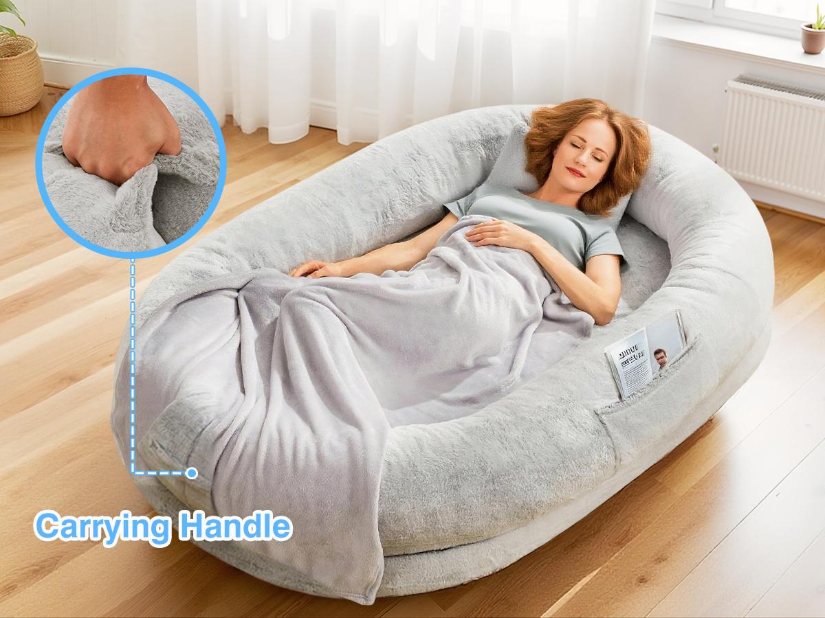 Cozy XL Human Dog Bed for Adults & Pets – Faux Fur Lounger with Pillow & Blanket, Washable Orthopedic Sofa for Deep Sleep & Relaxation – Perfect Gift for Pet Lovers tictok  shop contemporary easy care s greensboro furniture Coachella-mothersdaygift tiktok
