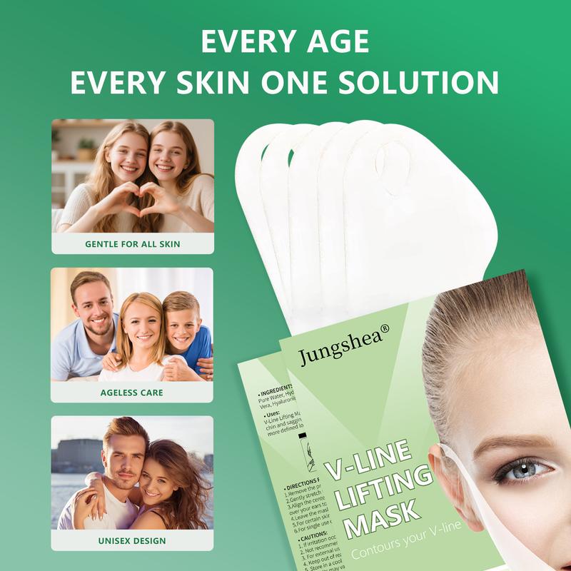 5pcs V-Line Face Lifting Mask with Ear Hooks, Cooling Hydrogel Design, Snug Fit for Jawline & Chin, Helps Reduce Puffiness and Support a More Defined Look