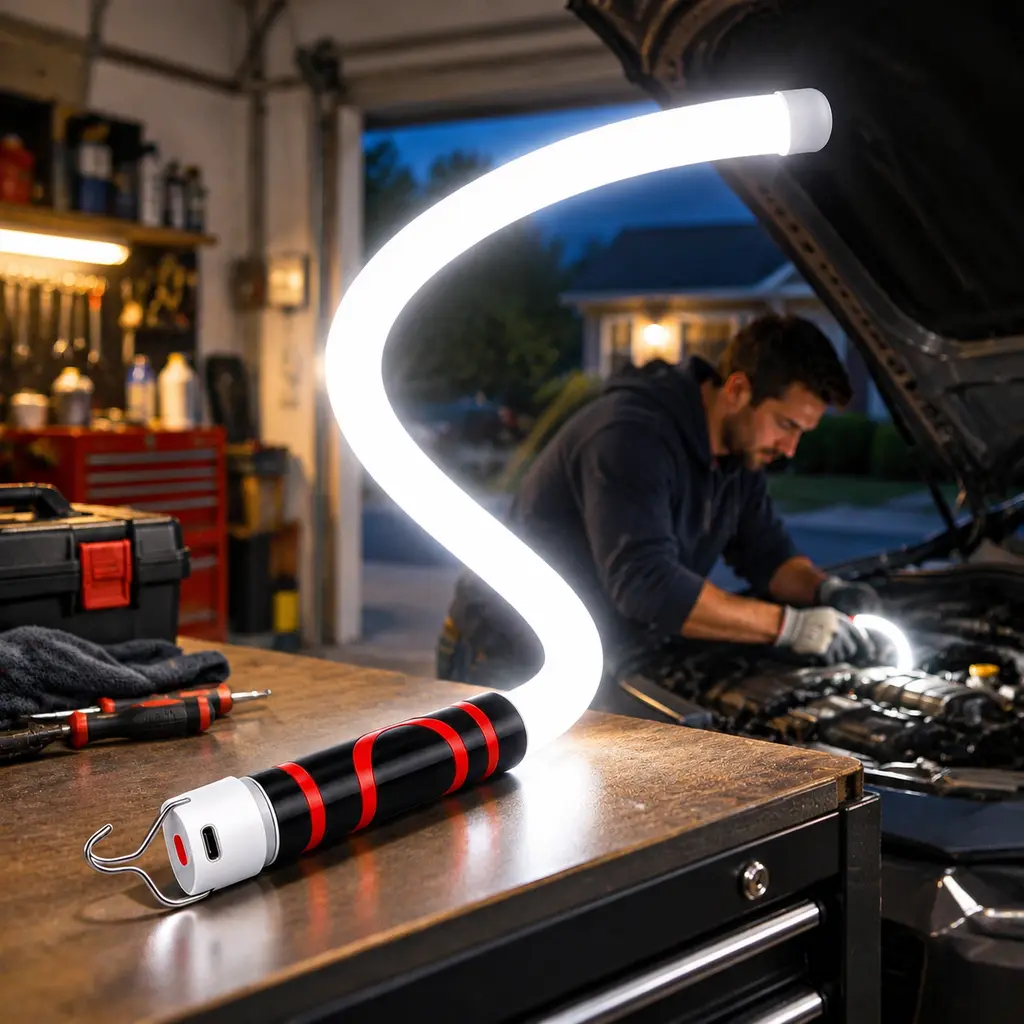 29 Inch Bendable LED Work Light Stick, Rechargeable Hands-Free Flexible Inspection Lamp, High Lumen, Long Lasting Battery, Portable Under Hood Flashlight for Auto Repair, Garage, Workshop, Mechanics, DIY