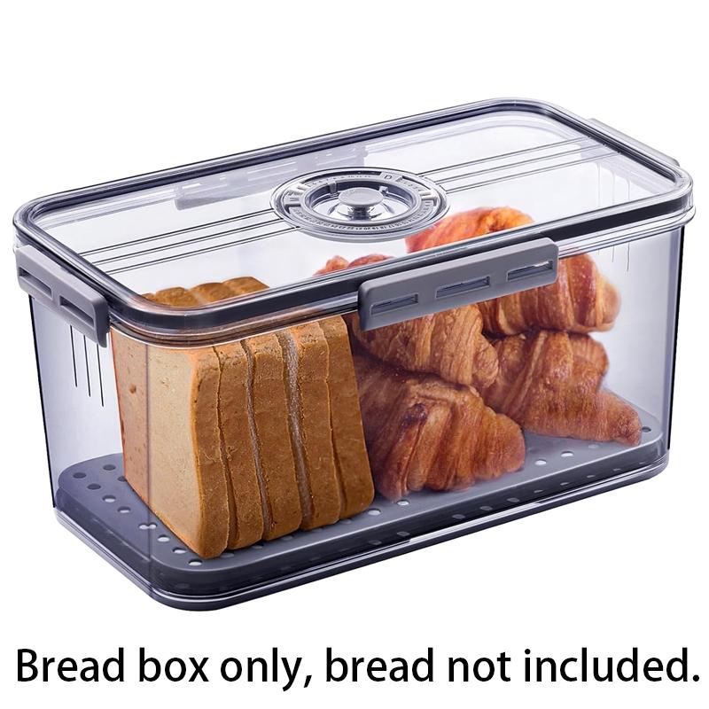 Bread Box for Kitchen Counter Airtight, Time Recording Bread Storage Container with Lid, Bread Keeper for Homemade Bread, Toast, Bagel, Donut and Cookies, Sealed Bread Box