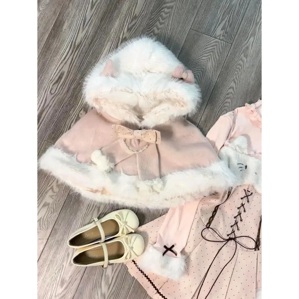 2026 Winter New Year Elegant 3 Piece Sets Women Sweet Kawaii Coats+Casual Blouse +Mini Chic Dress Female Princess Korean Fashion
