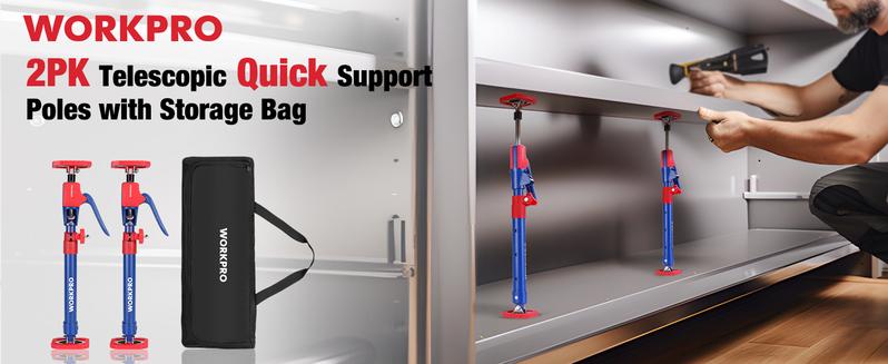 #JumpstartSale WORKPRO Cabinet Jack Support Pole, Steel Telescopic Quick Support Rod Adjustable 3rd Hand Support System with 154 lbs Capacity for Cabinet Jack, Drywall Jack& Cargo Bars, 2-Pack