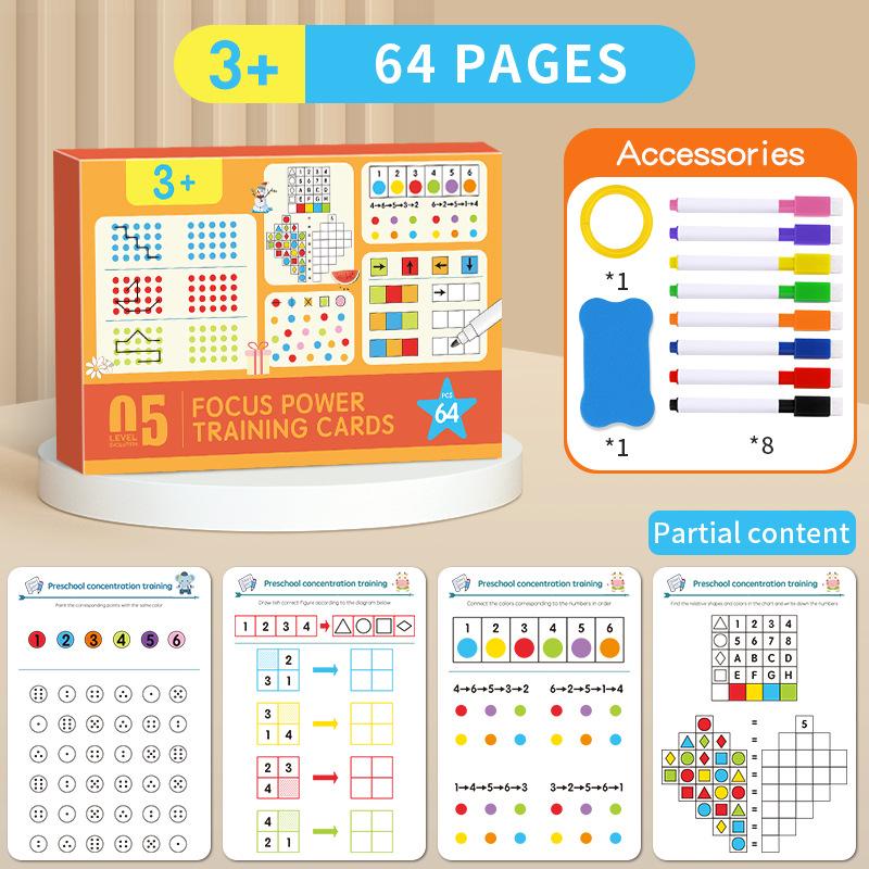 Erasable Pen Connect-the-Dots Training Cards, Erasable Pen   Eraser, Brain Training, Easter Gift for Boys and Girls, Pattern/Number/Coloronnect-the-Dots, Exercises Children's Judgment and Thinking Skills