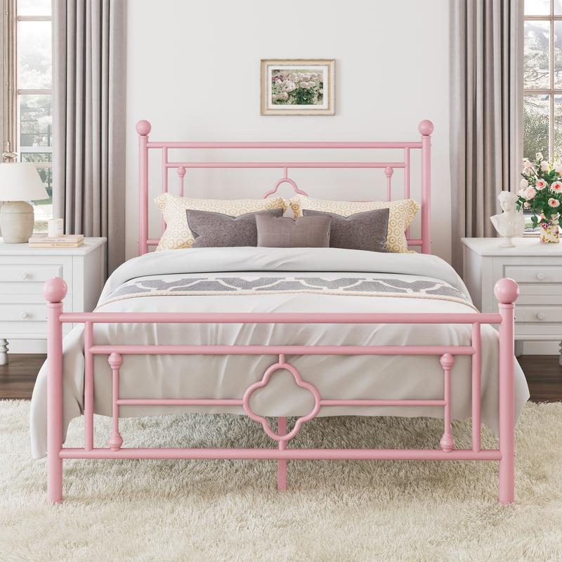 MUTICOR 14in Metal Platform Bed Frame,Vintage Iron-Art Headboard【Frame Only No Mattress】Metal Slats Support Bed Base for Storage,No Box Spring Needed,Full/King/Queen Size Bed Frame#TikTokShopBlackFriday #ChristmasGifts