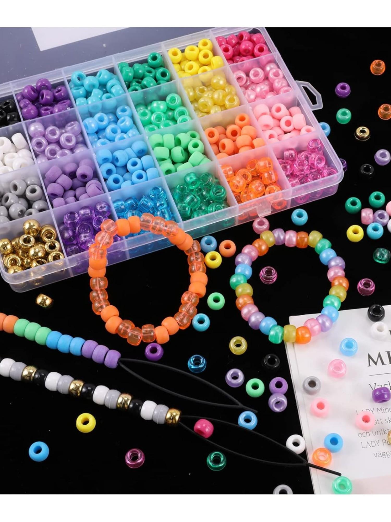 720pcs 24 Colors Pony Beads for Jewelry Making, Braided Hair Beads, Bracelet Kit, DIY Bracelets, Keychains, Fashion Gifts