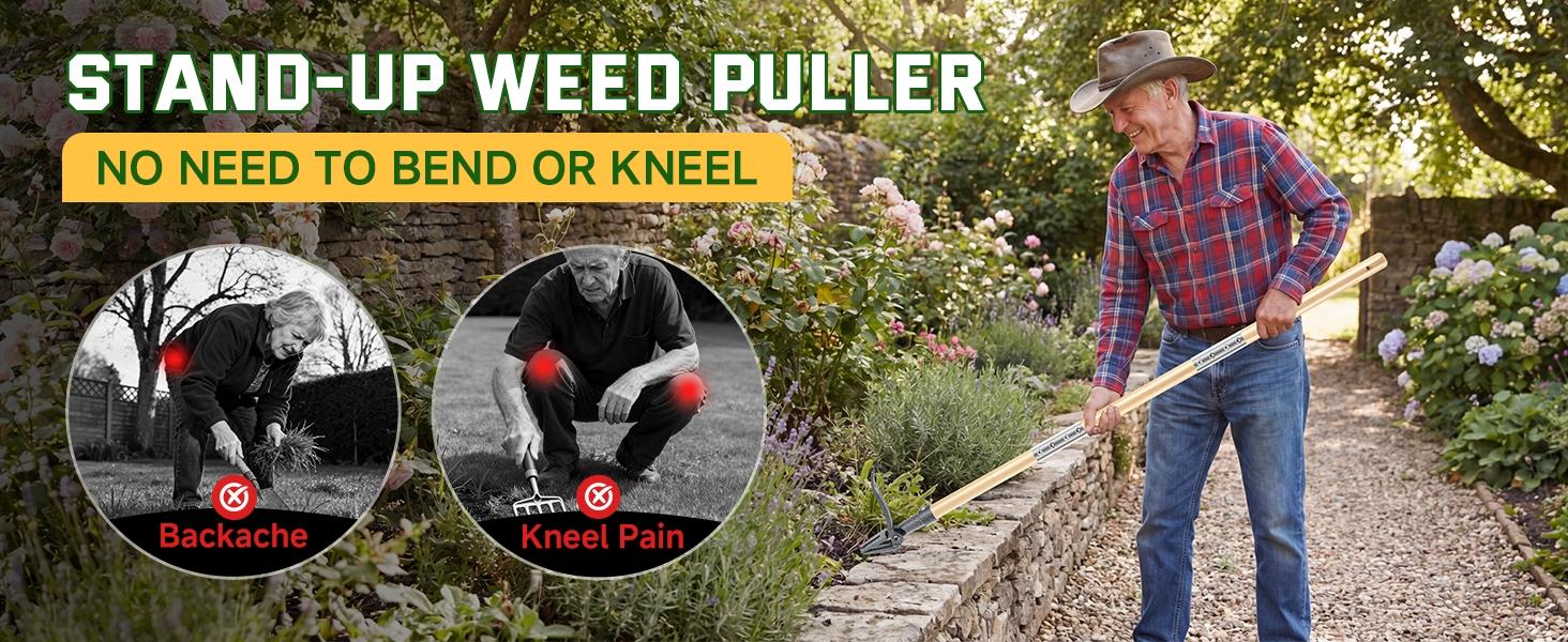 Weed Puller Tool, Stand Up Heavy Duty Root Removal Tool with 4-Claw Head & Long Handle, Garden Hand Weeding Tool - Easily Remove Weeds Without Bending, Pulling,or Kneeling Weed Puller Tool, Stand Up Heavy Duty Root Removal Tool with 4-Claw Head & Long Handle, Garden Hand Weeding Tool - Easily Remove Weeds Without Bending, Pulling,or Kneeling